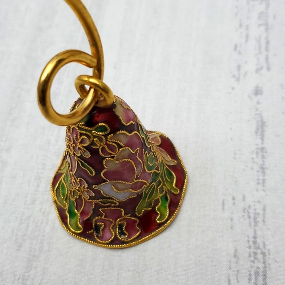 Vintage Cloisonné Enamel Scalloped Bell Shaped Candle Snuffer Christmas Ornament - Picture 4 of 8